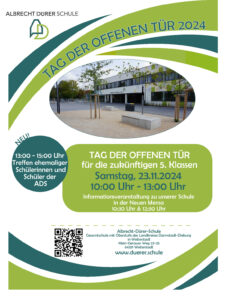 Tag der offenen Tür für die zukünftigen 5. Klassen, 23.11.2024, 10:00 Uhr bis 13:00 Uhr